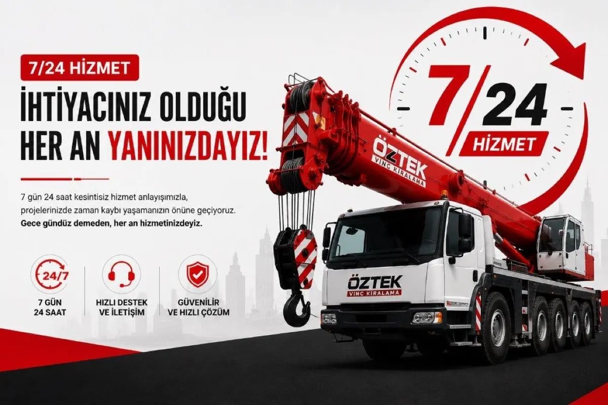 Gebze 7/24 vinç kiralama hizmeti - Öztek Vinç